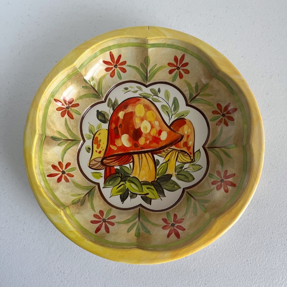 Vintage Mushroom Art Metal Plate